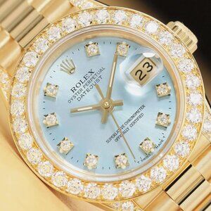 Rolex President Iced 1.4++ CT Diamond Blue Dial With Box + Tag